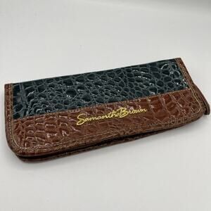 Samantha Brown Faux Croc Passport Travel Wallet Organizer Blue